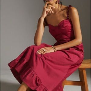 Anthropologie Deep Red Midi Dress